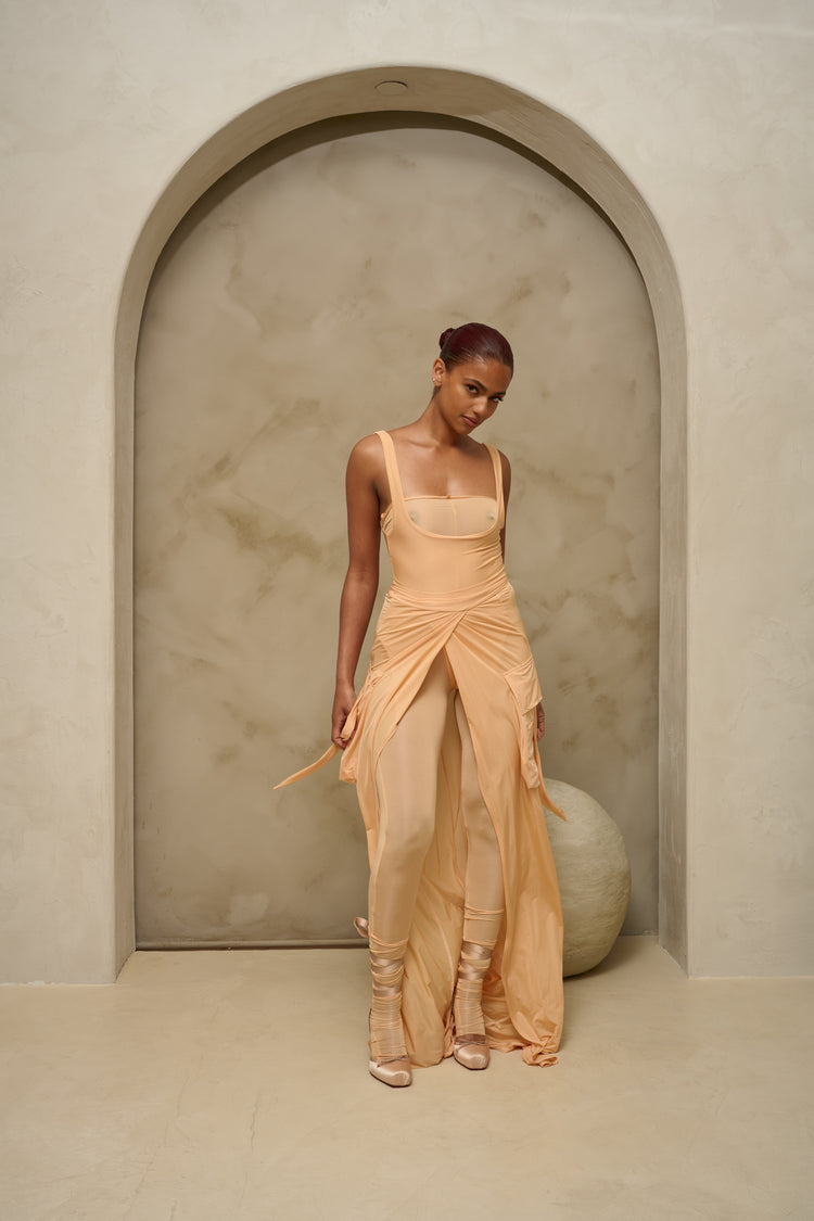FEATHERLIGHT WRAP SKIRT // APRICOT