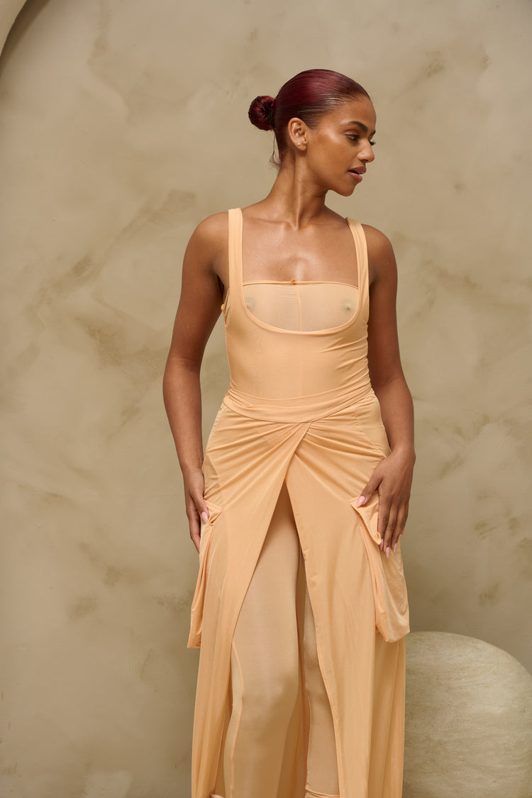 FEATHERLIGHT WRAP SKIRT // APRICOT