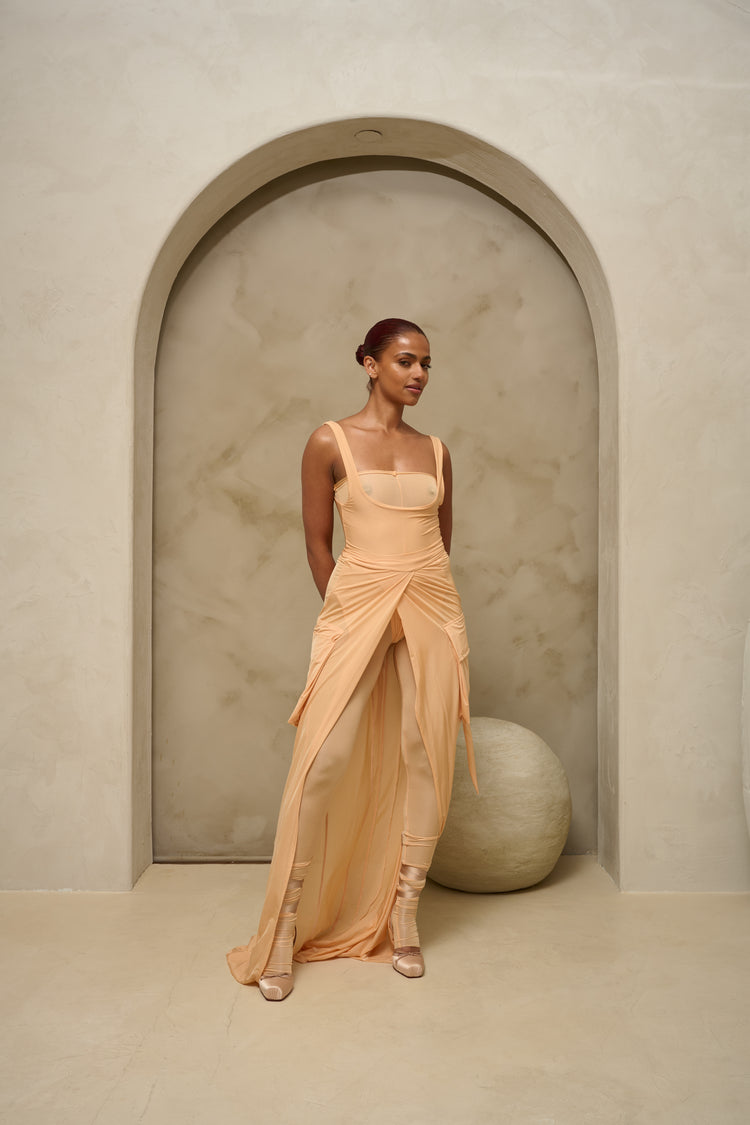 FEATHERLIGHT WRAP SKIRT // APRICOT