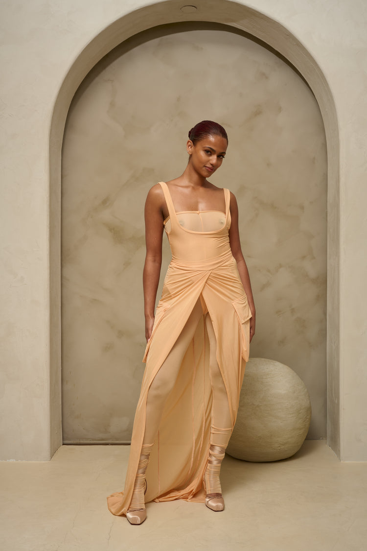 FEATHERLIGHT WRAP SKIRT // APRICOT