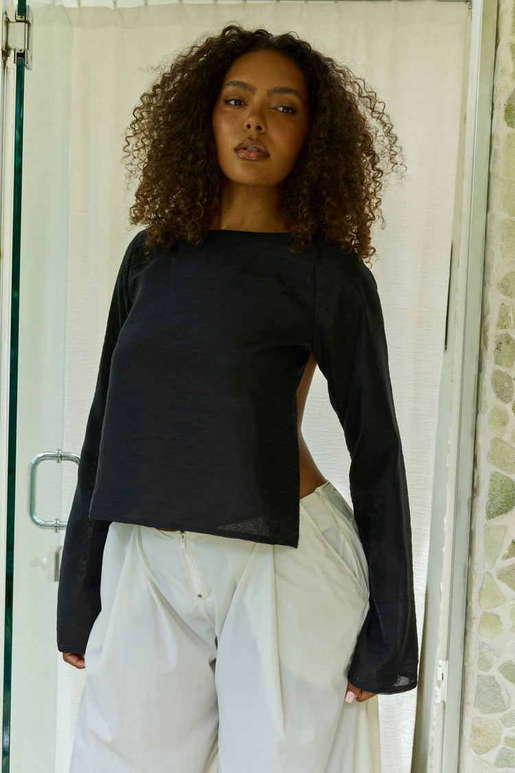 PARACHUTE OPEN BACK BLOUSE // DARK MATTER