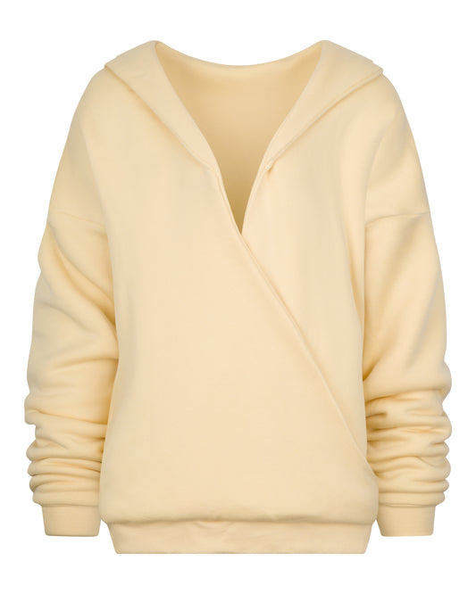 OVERSIZED CRISS CROSS HOODIE // ITALIAN STRAW