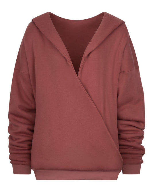 OVERSIZED CRISS CROSS HOODIE // MAHOGANY