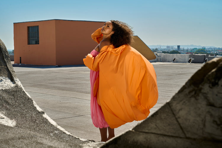 HOODED BALLOON WINDBREAKER // PERSIMMON