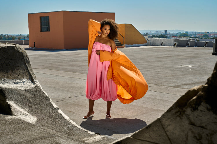 HOODED BALLOON WINDBREAKER // PERSIMMON