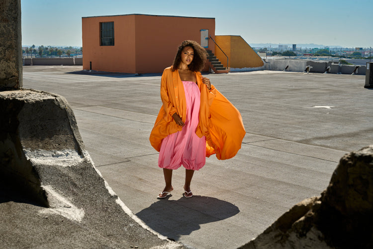 HOODED BALLOON WINDBREAKER // PERSIMMON