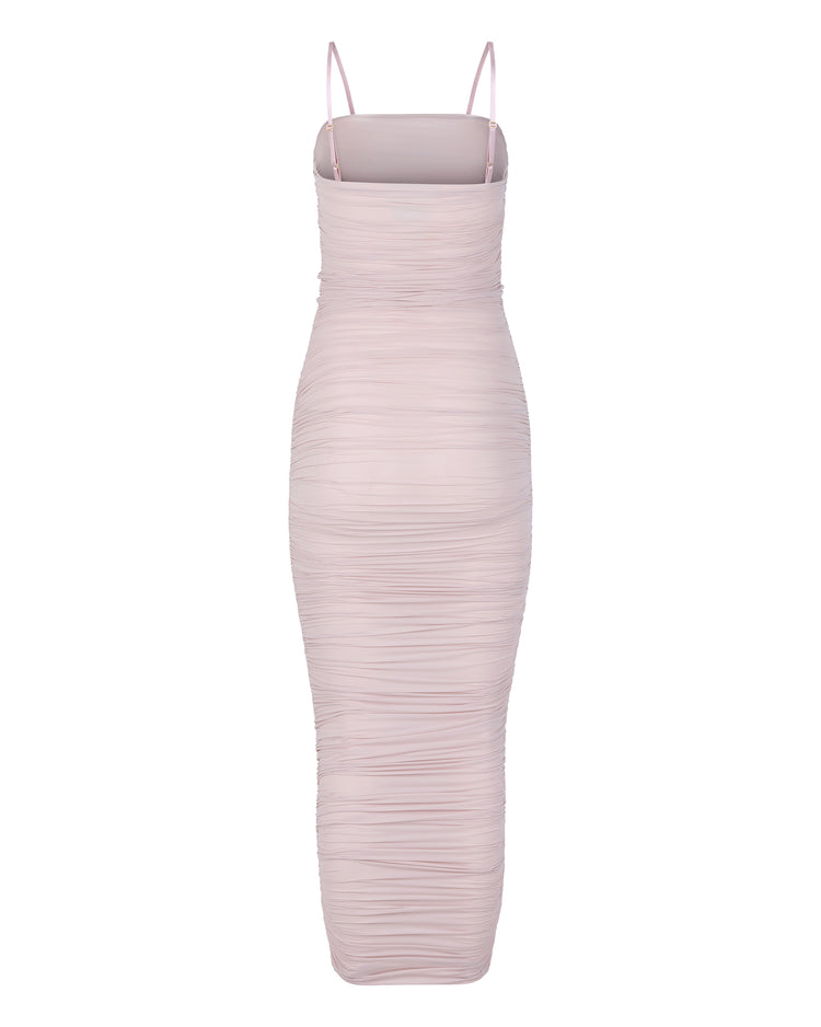 HOSIERY GATHER DRESS // PINK WHISPER