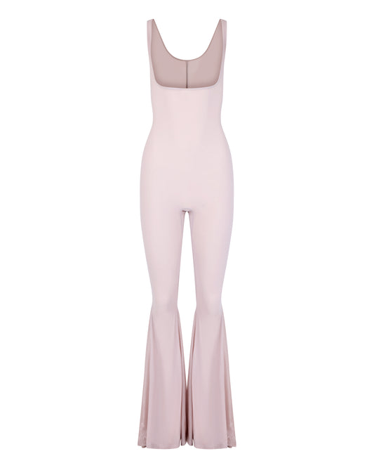 OPEN BUST ULTRA FLARE CATSUIT // PINK WHISPER