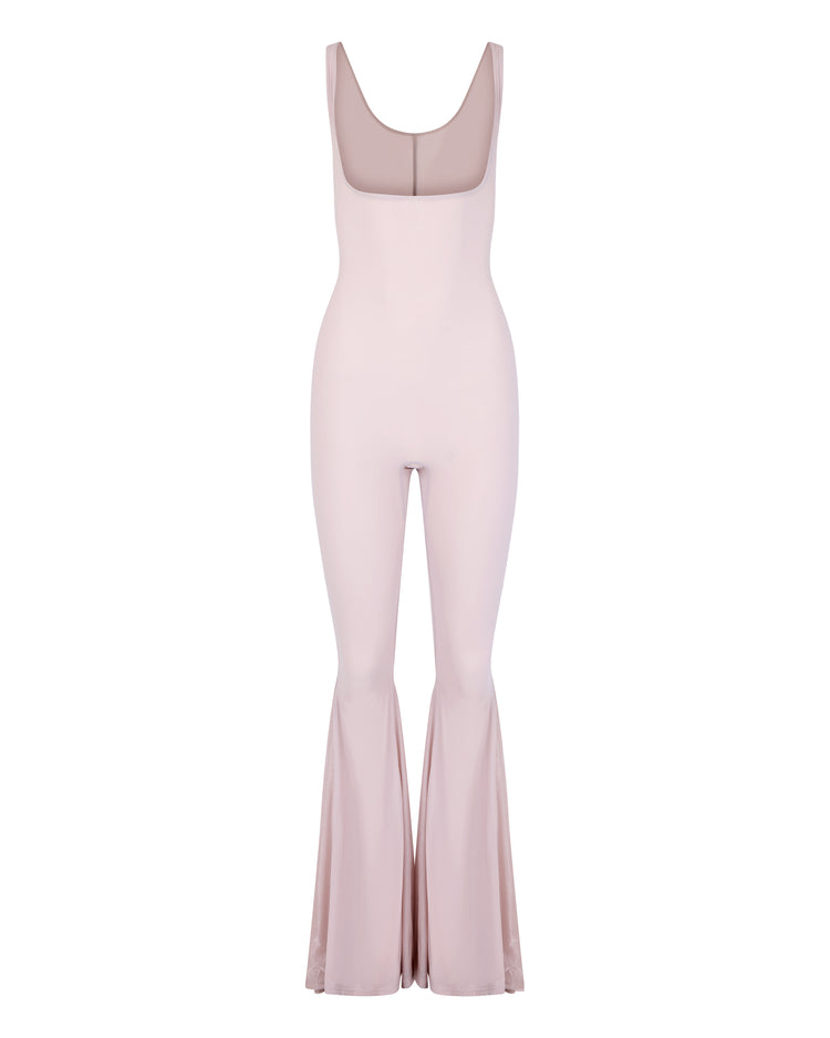 OPEN BUST ULTRA FLARE CATSUIT // PINK WHISPER