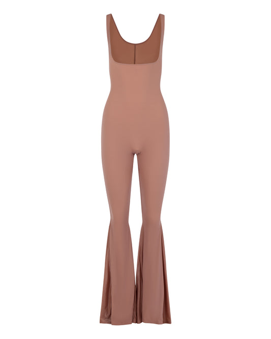 OPEN BUST ULTRA FLARE CATSUIT // PETAL NECTAR