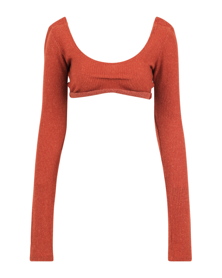 FUZZY RIB TACKED SCOOP NECK // PUMPKIN SPICE