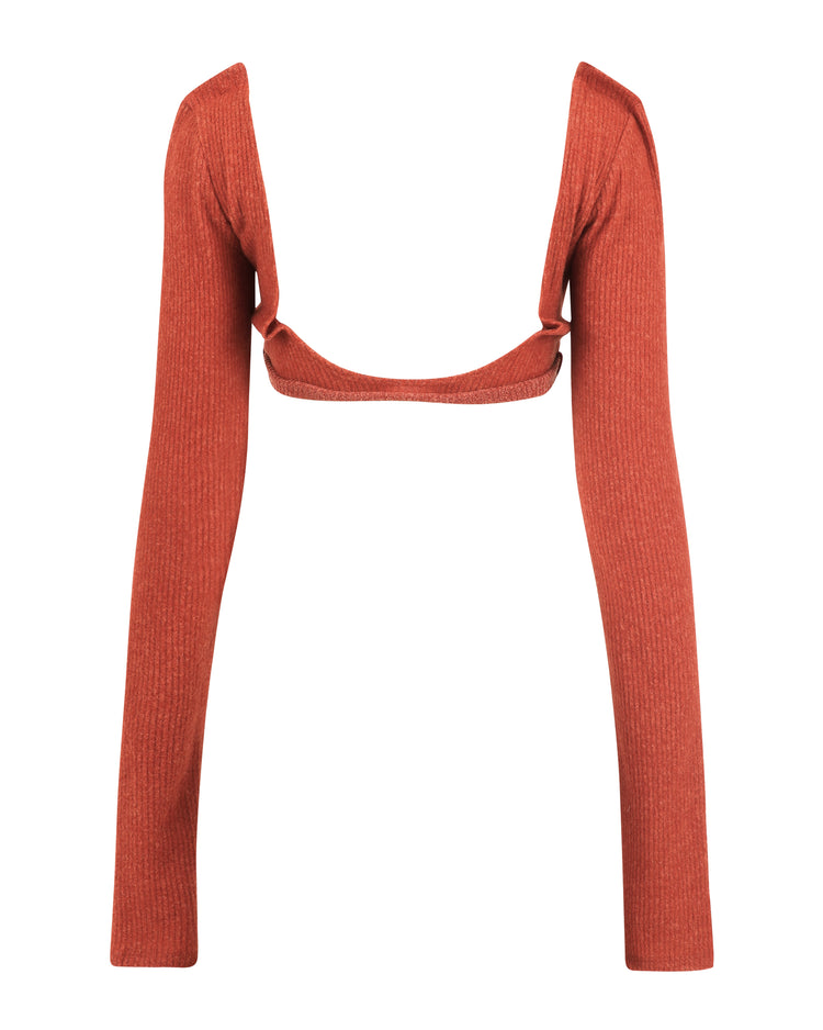 FUZZY RIB TACKED SCOOP NECK // PUMPKIN SPICE