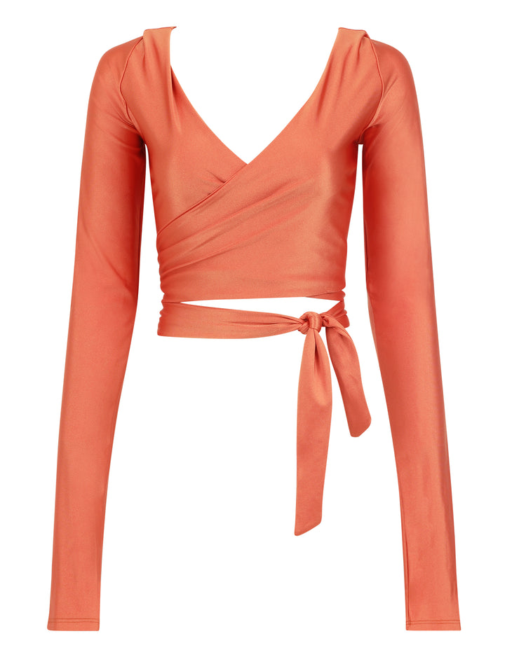 DANCE SPANDEX WRAP TOP // PEACH COPPER