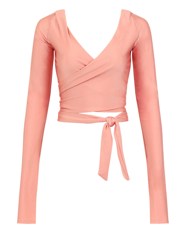 DANCE SPANDEX WRAP TOP // TICKLE PINK