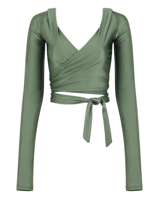 DANCE SPANDEX WRAP TOP // SAGE WHISPER