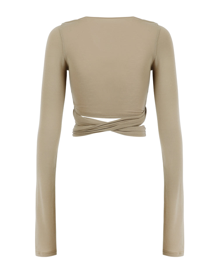 SUPERFINE JERSEY WRAP TOP // MOCHA