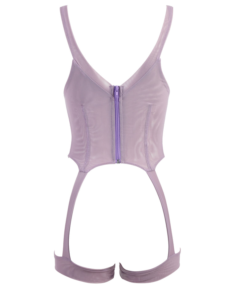 SOFT GARTERED CORSET // SMOKED LILAC